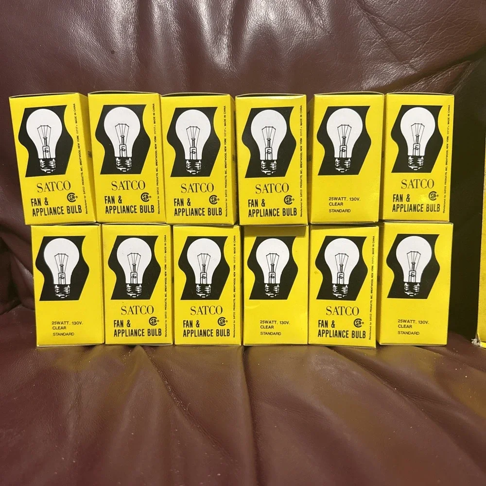 Lot Of(12) SATCO Fan Appliance Light Bulb S3814 Clear 25 Watt 130v Standard Base